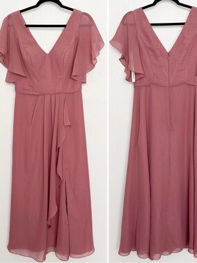 JJs House Formal Gown Maxi Dress Dark Rose Pink Chiffon